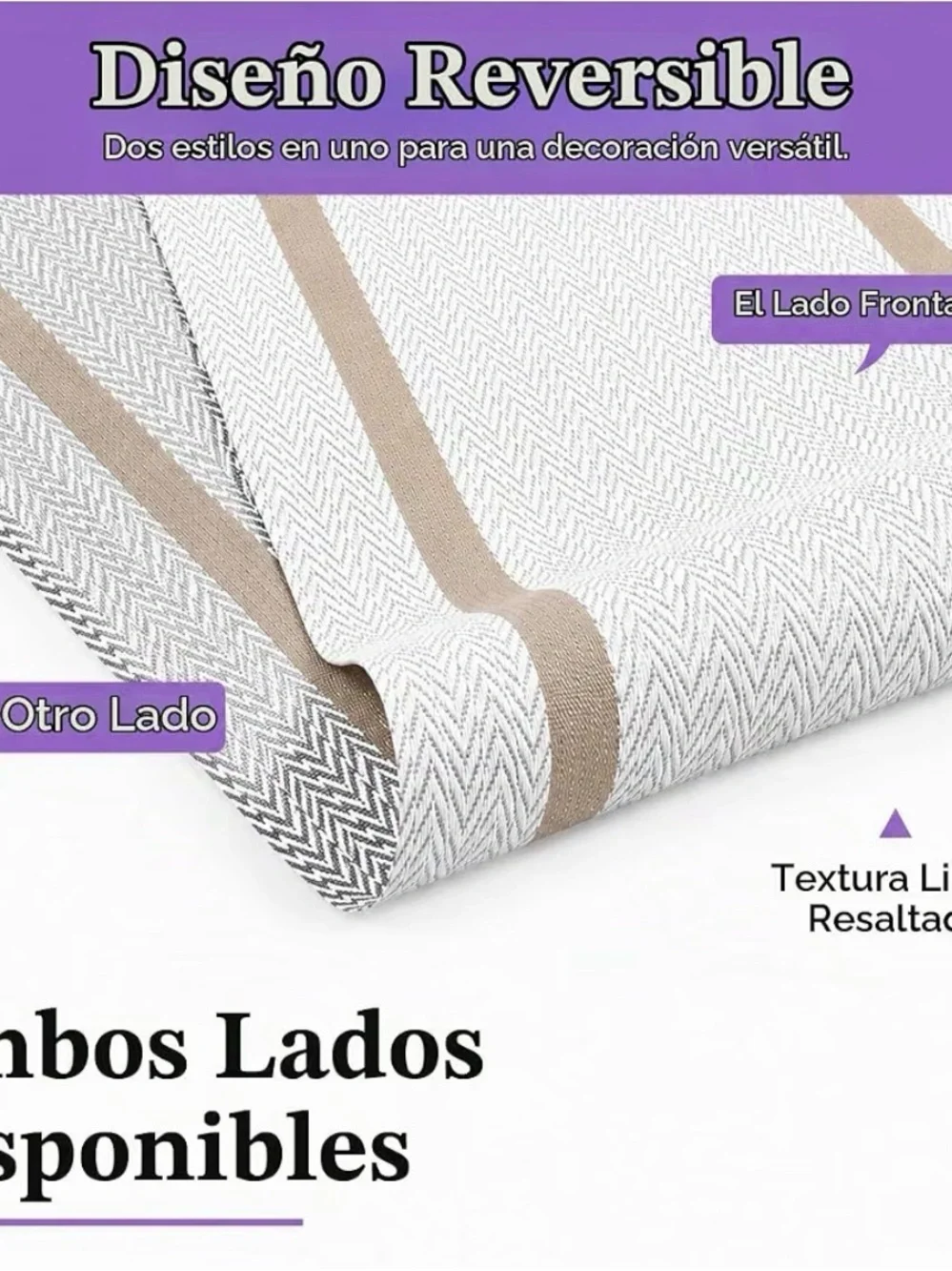 Elegant White Table Runner with Tan Stripe